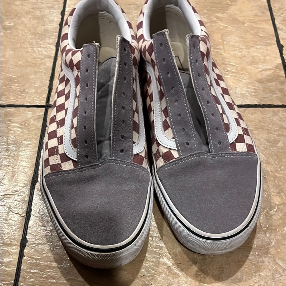 Vans Checkerboard Slip-On Shoes - Red and White